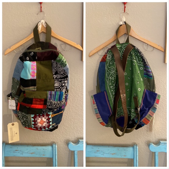 Free People X Tricia Fix Boho Patchwork With Crochet Patches and Leather Straps - Picture 11 of 15